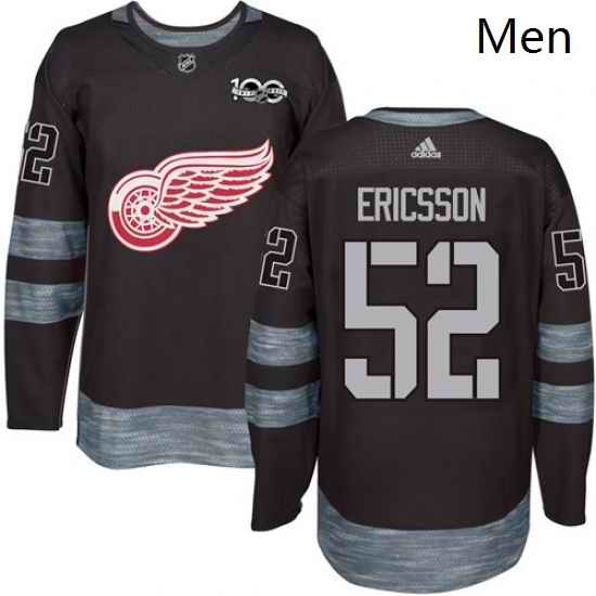 Mens Adidas Detroit Red Wings 52 Jonathan Ericsson Authentic Black 1917 2017 100th Anniversary NHL Jersey